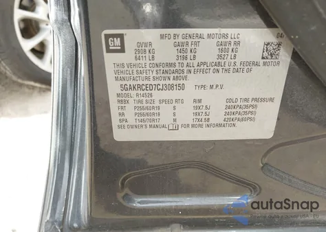 2012 Buick Enclave Leather из США, поврежденный, VIN 5GAKRCED7CJ308150